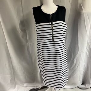 Michael Kors Norwood Navy and White Striped Sleeveless Scuba Dress‎ 20W